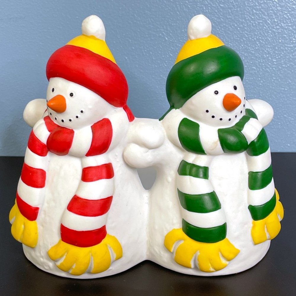 Vintage PartyLite Christmas Holiday Winter Snowman Holder For 3" Candle